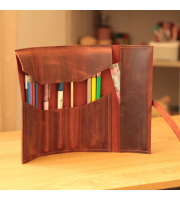 Leather pencil roll case