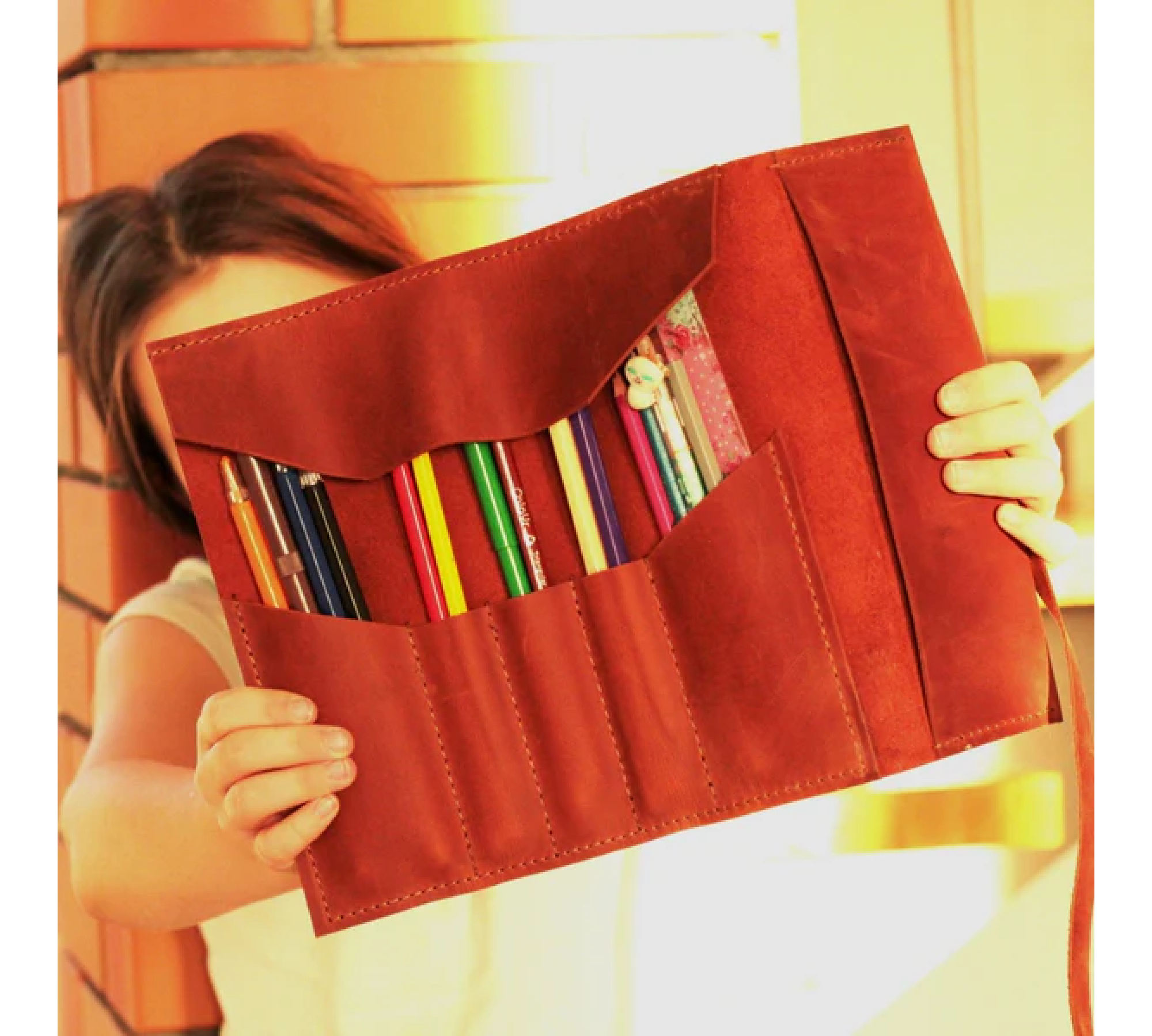 Leather Pencil Roll Case