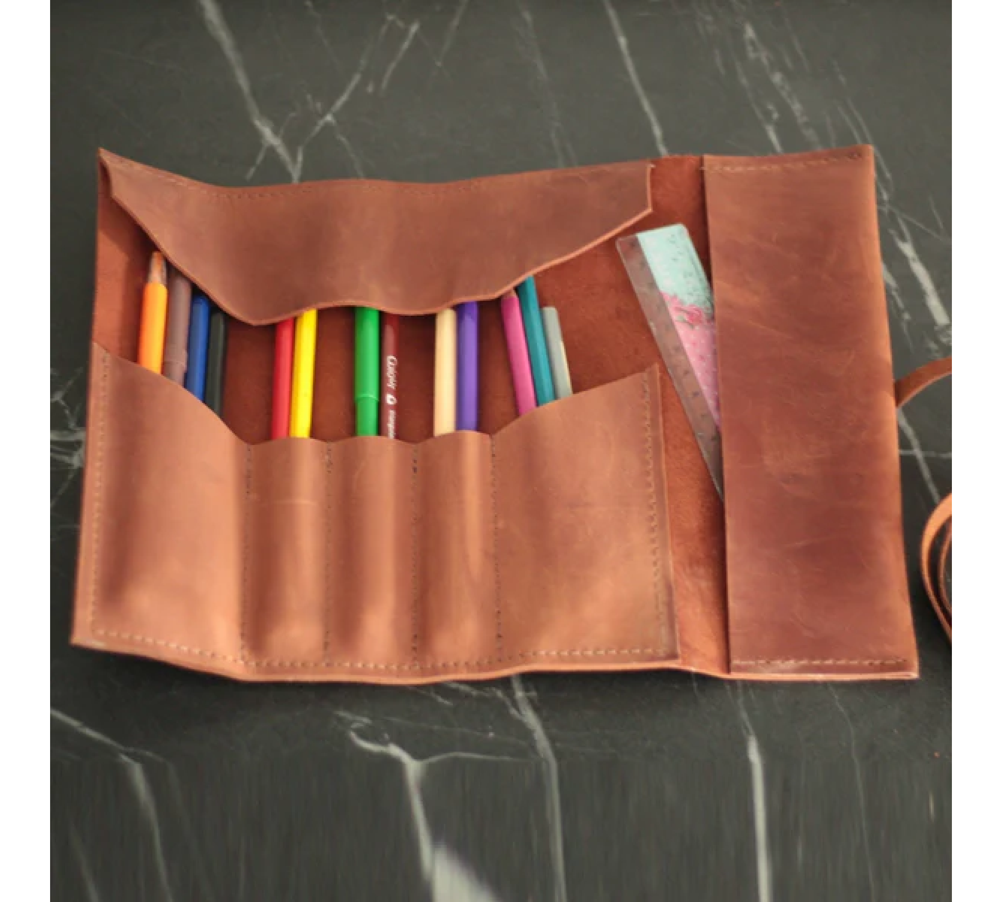 Leather Pencil Roll Case