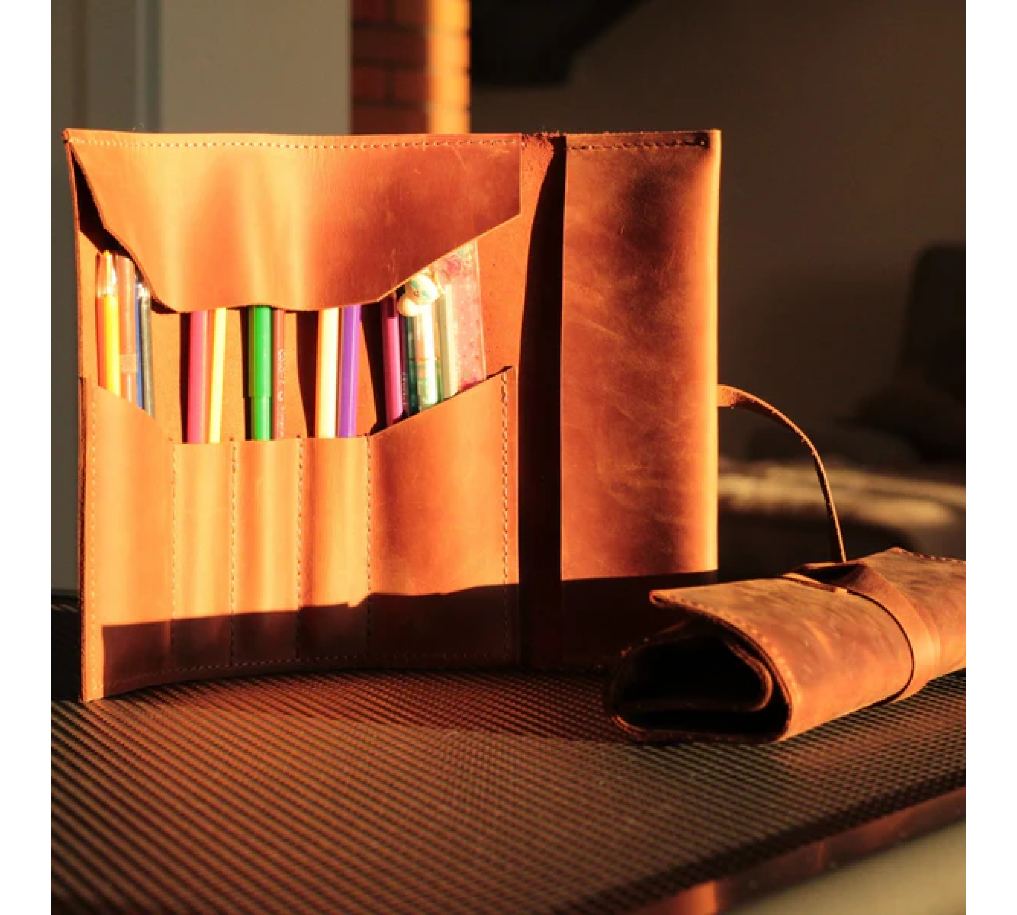 Leather Pencil Roll Case