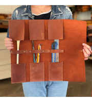 Leather paint brush roll