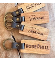 Wood Engraved Keychain 