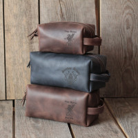Wholesale Leather Dopp Kit for Men | Bulk Leather Toiletry Bags for Groomsmen Hotels Corporate Gifts