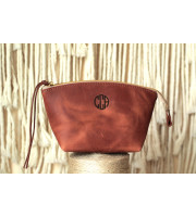 Leather Makeup Bag – Handmade Italian Leather Cosmetic Pouch
