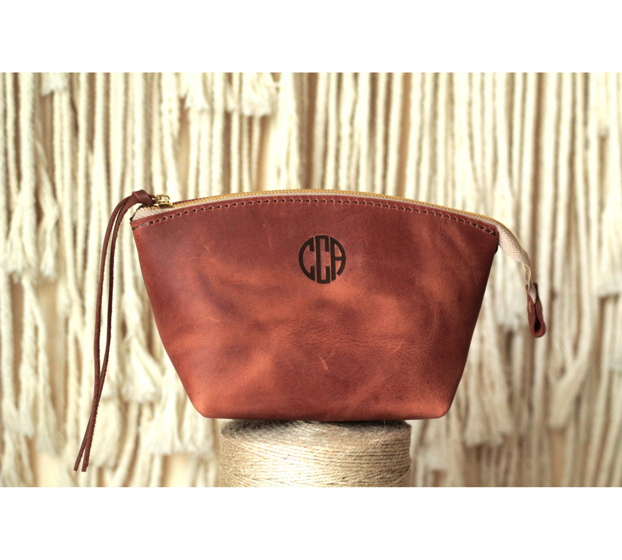 Handmade Leather Makeup Bag from Italian Leather