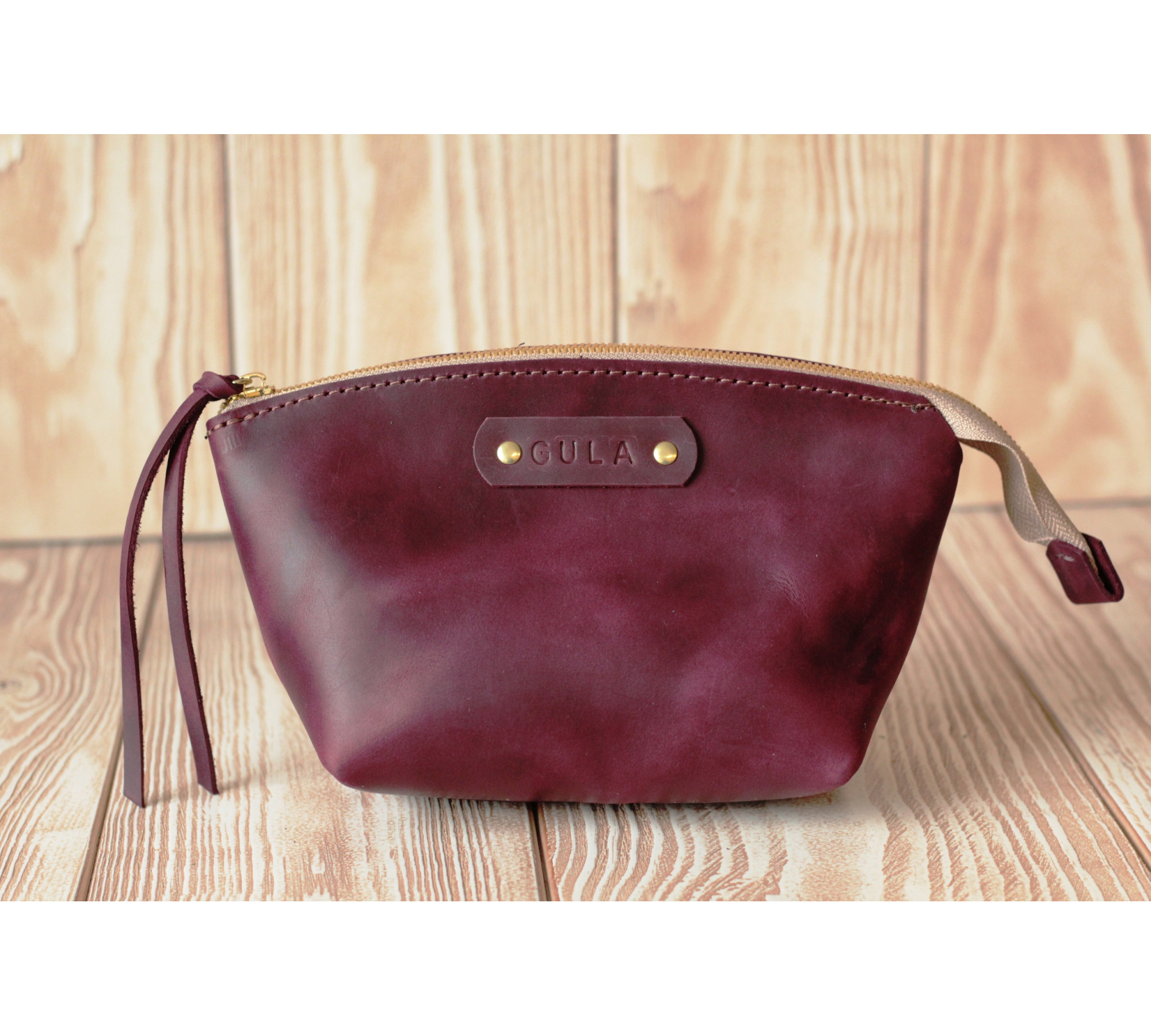 Handmade Leather Makeup Bag from Italian Leather