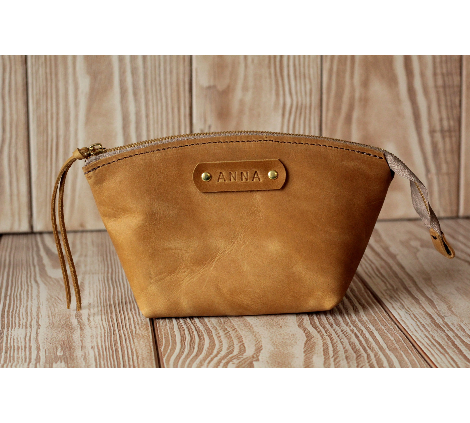 Handmade Leather Makeup Bag from Italian Leather