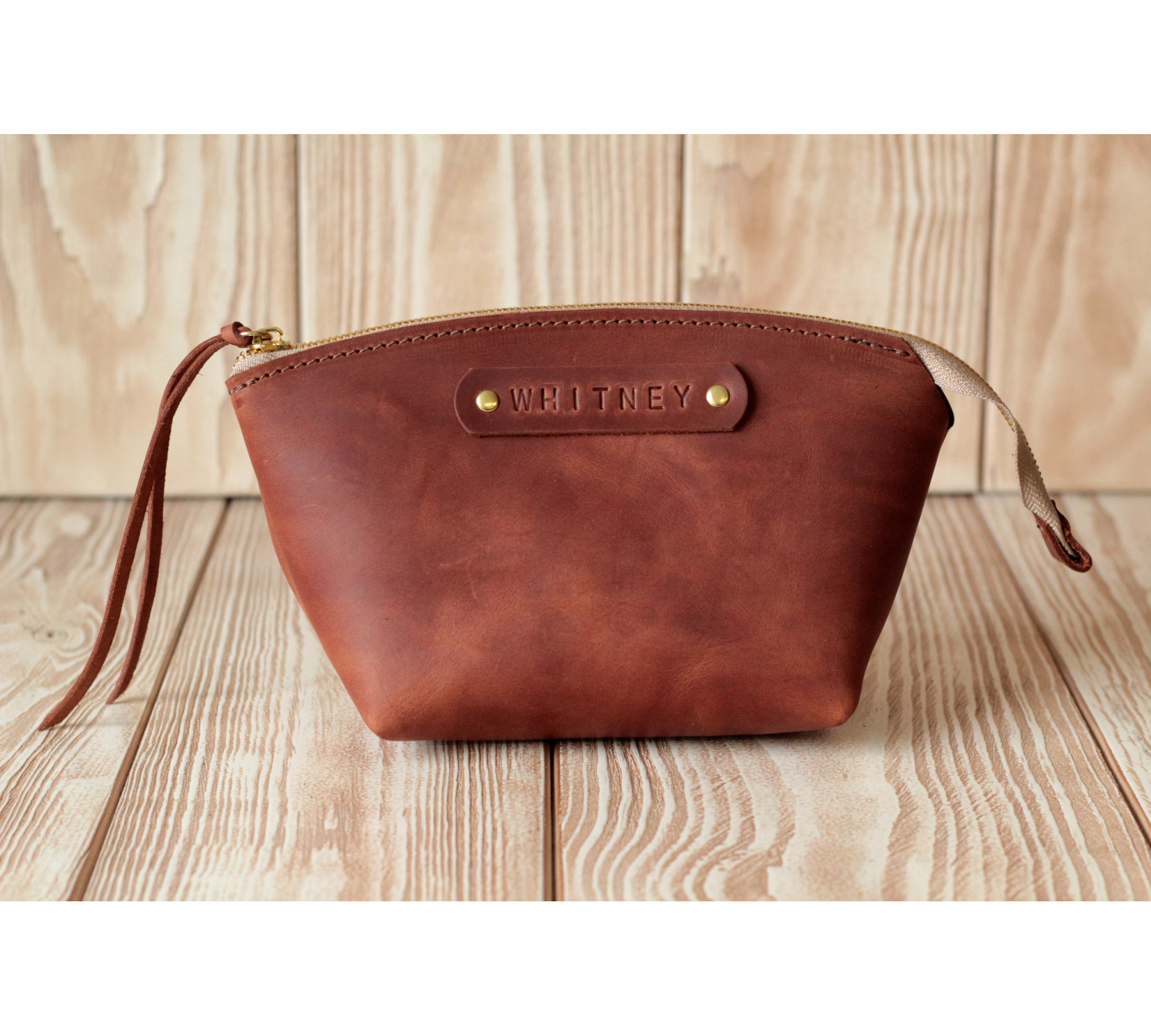 Handmade Leather Makeup Bag from Italian Leather