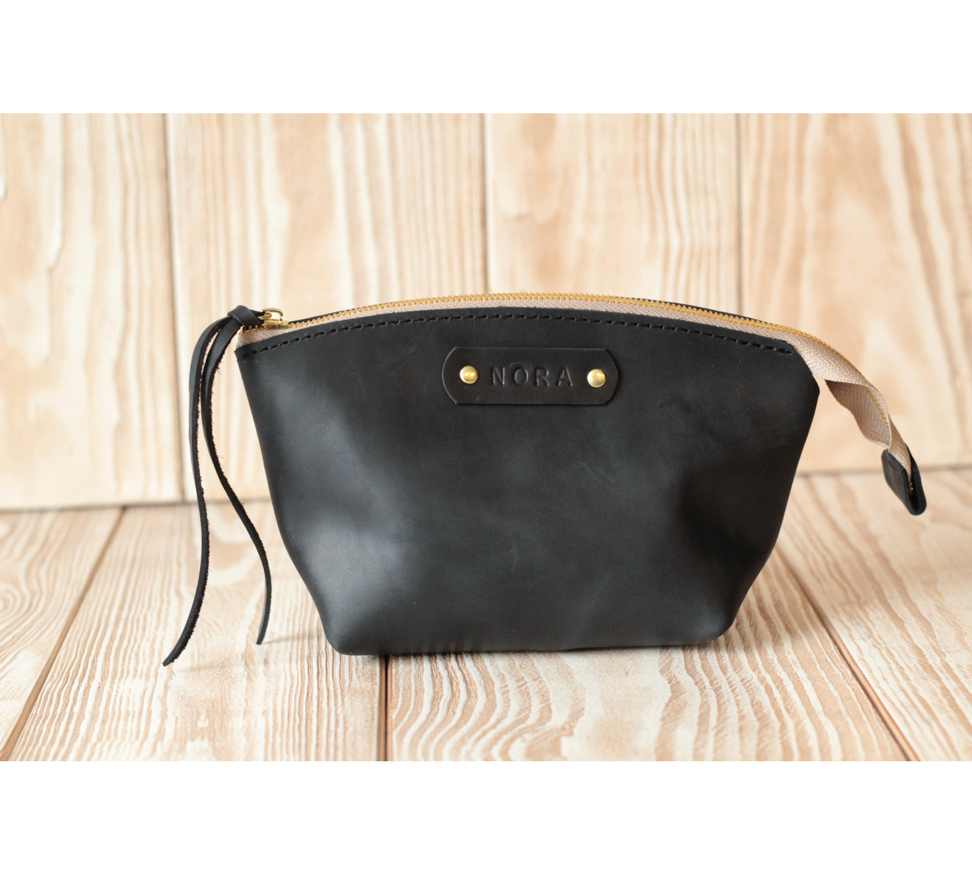 Handmade Leather Makeup Bag from Italian Leather