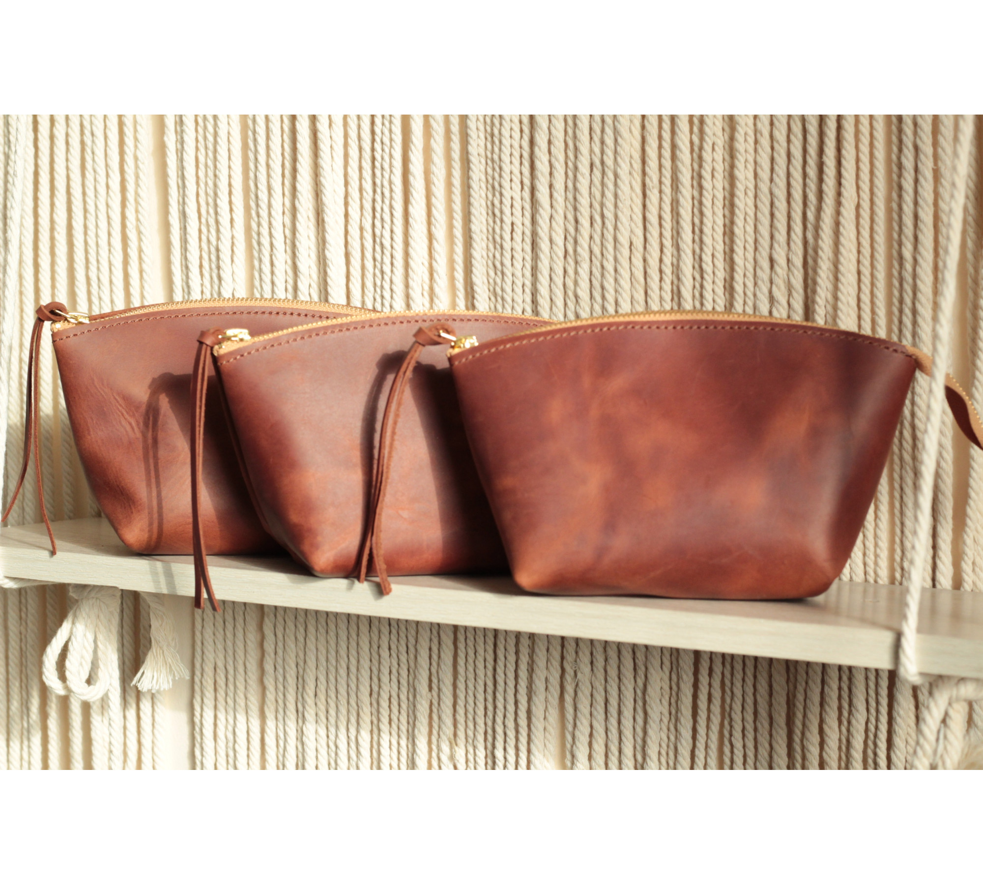 Handmade Leather Makeup Bag from Italian Leather