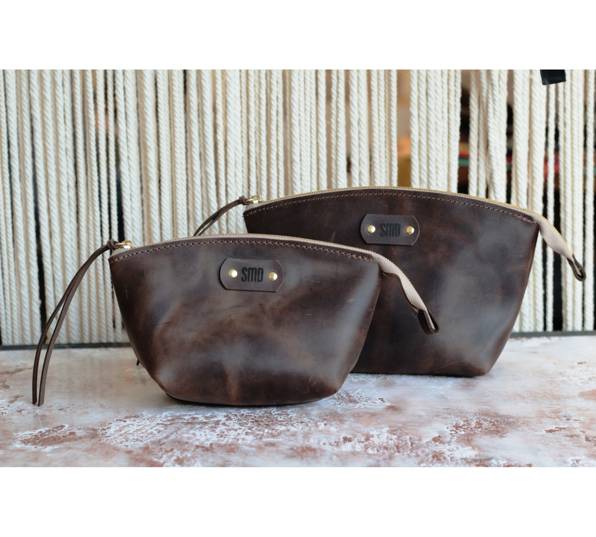 Handmade Leather Makeup Bag from Italian Leather