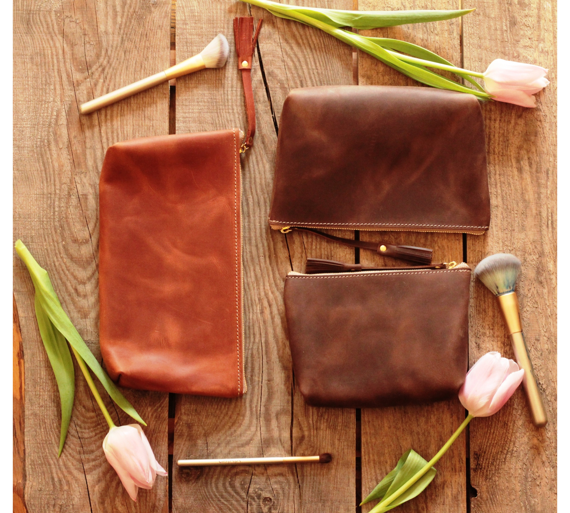 Minimalist Leather Makeup Bag