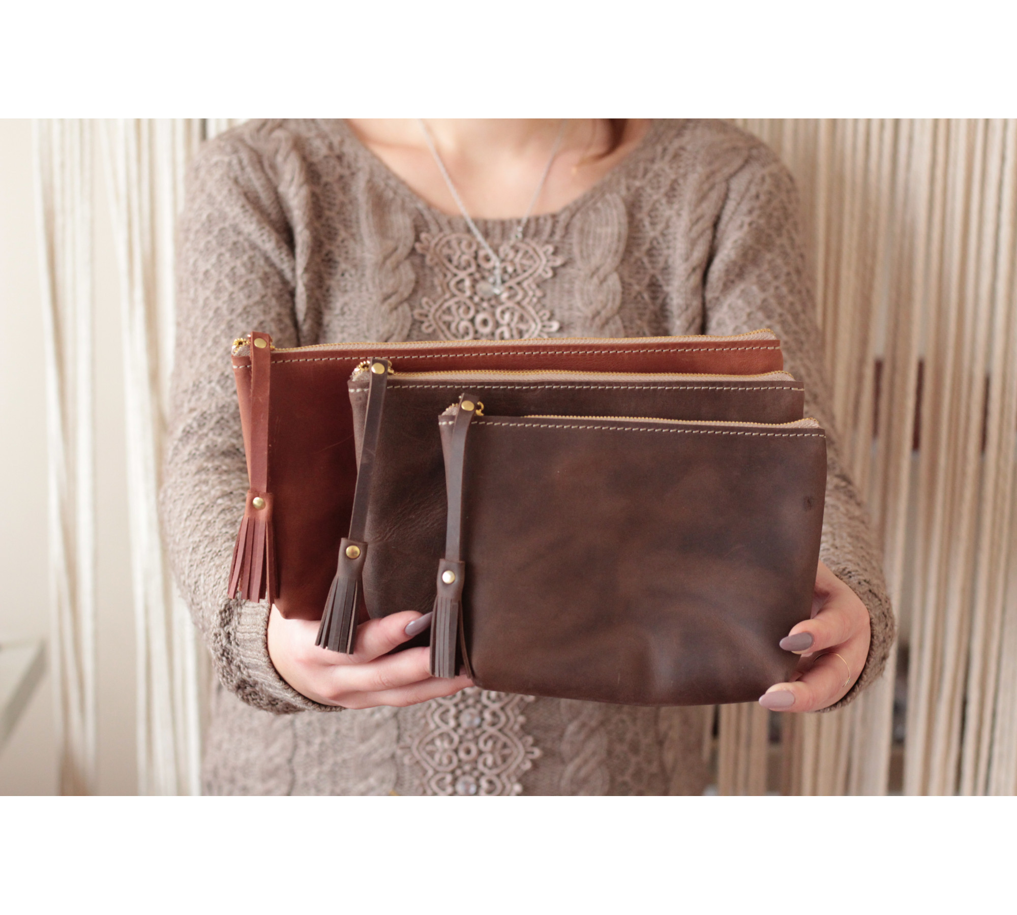 Minimalist Leather Makeup Bag