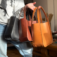 Handmade Italian Leather Tote Bag – Lightweight Vegetable Tanned Carryall