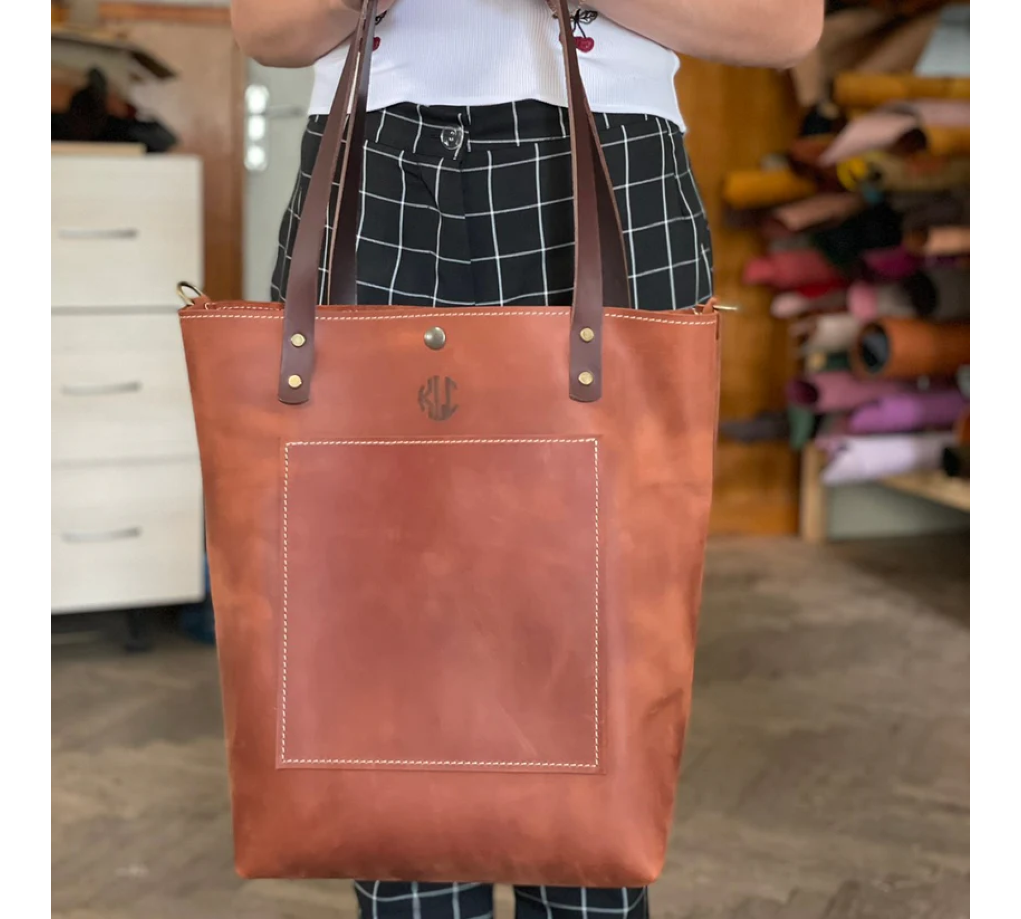 Large Leather Tote Bag Handmade | Maximum Capacity Leather Tote