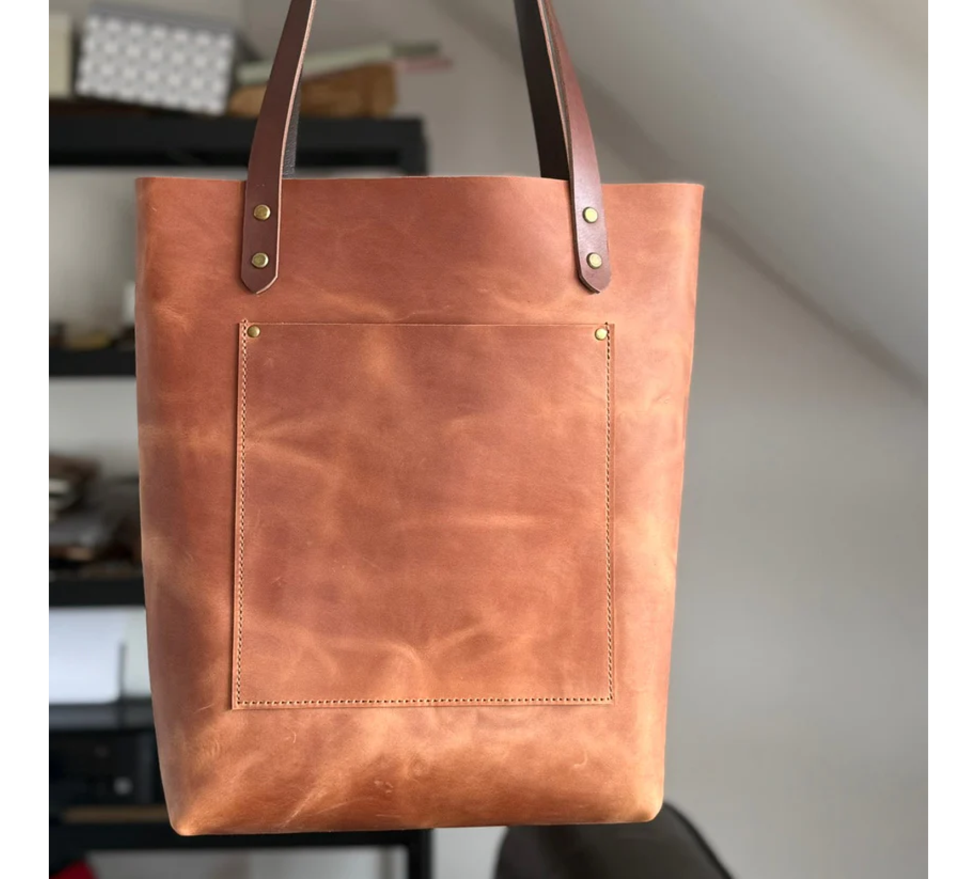 Large Leather Tote Bag Handmade | Maximum Capacity Leather Tote
