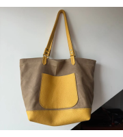 Waxed Canvas Midi Bag with Leather Handles & Reinforced Bottom