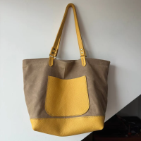 Waxed Canvas Midi Bag with Leather Handles & Reinforced Bottom