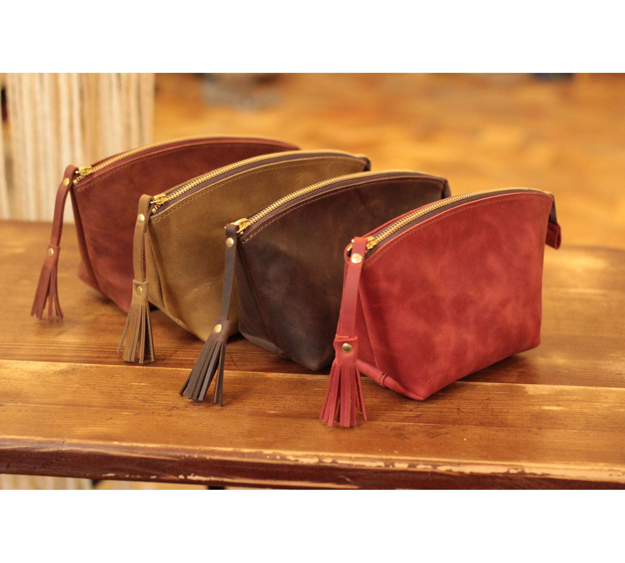 Personalized Leather Makeup Bag with Initial
