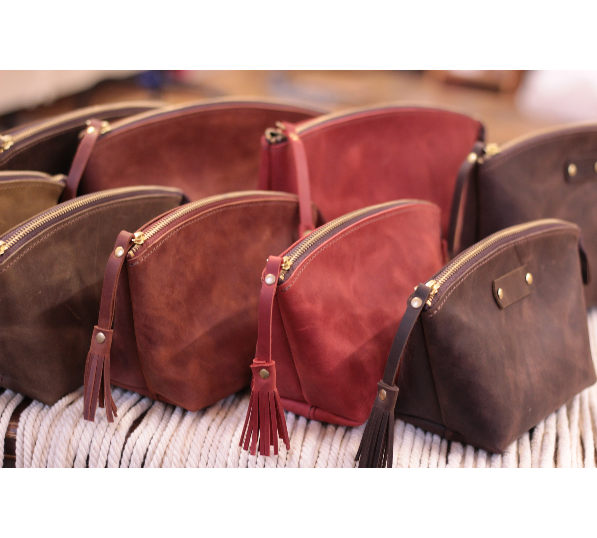 Personalized Leather Makeup Bag with Initial
