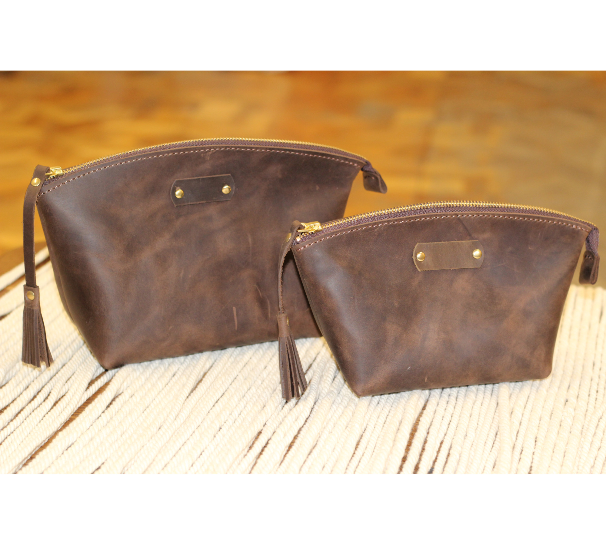 Personalized Leather Makeup Bag with Initial
