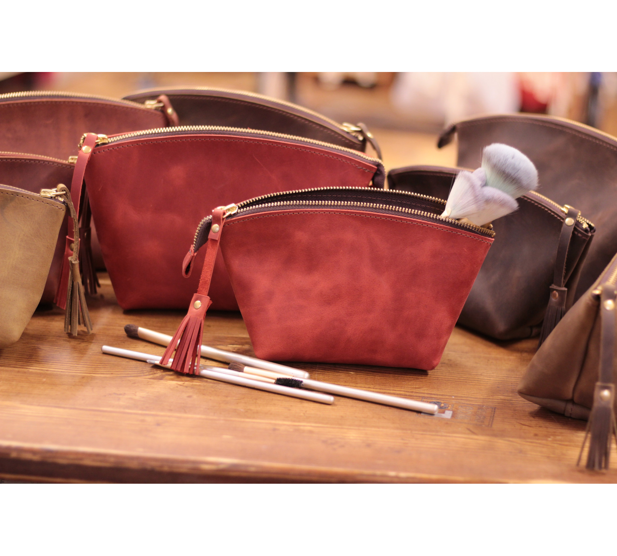 Personalized Leather Makeup Bag with Initial
