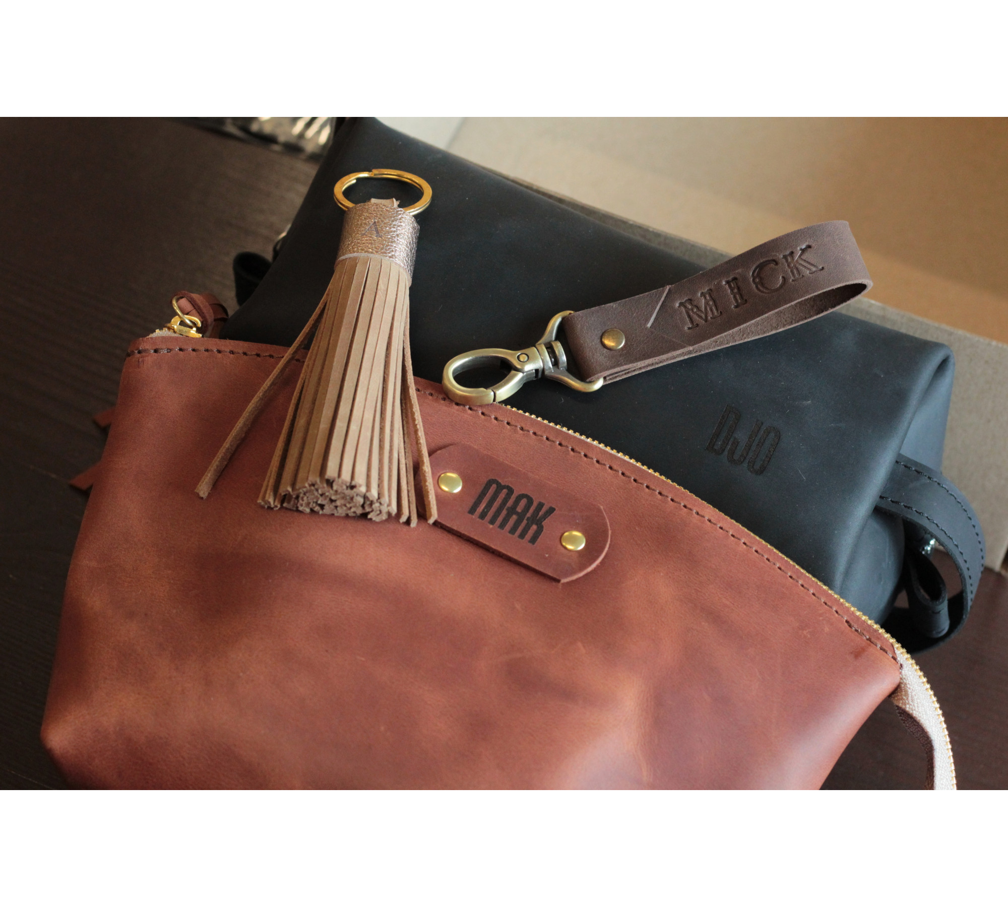 Personalized Leather Makeup Bag with Initial
