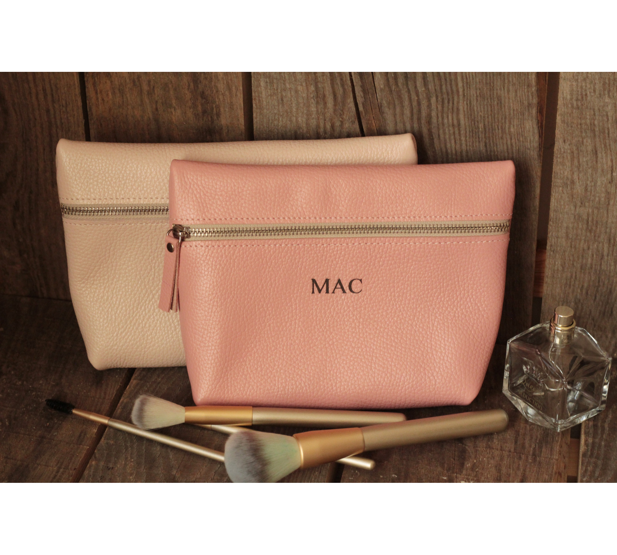 Personalized Leather Makeup Bags for Women
