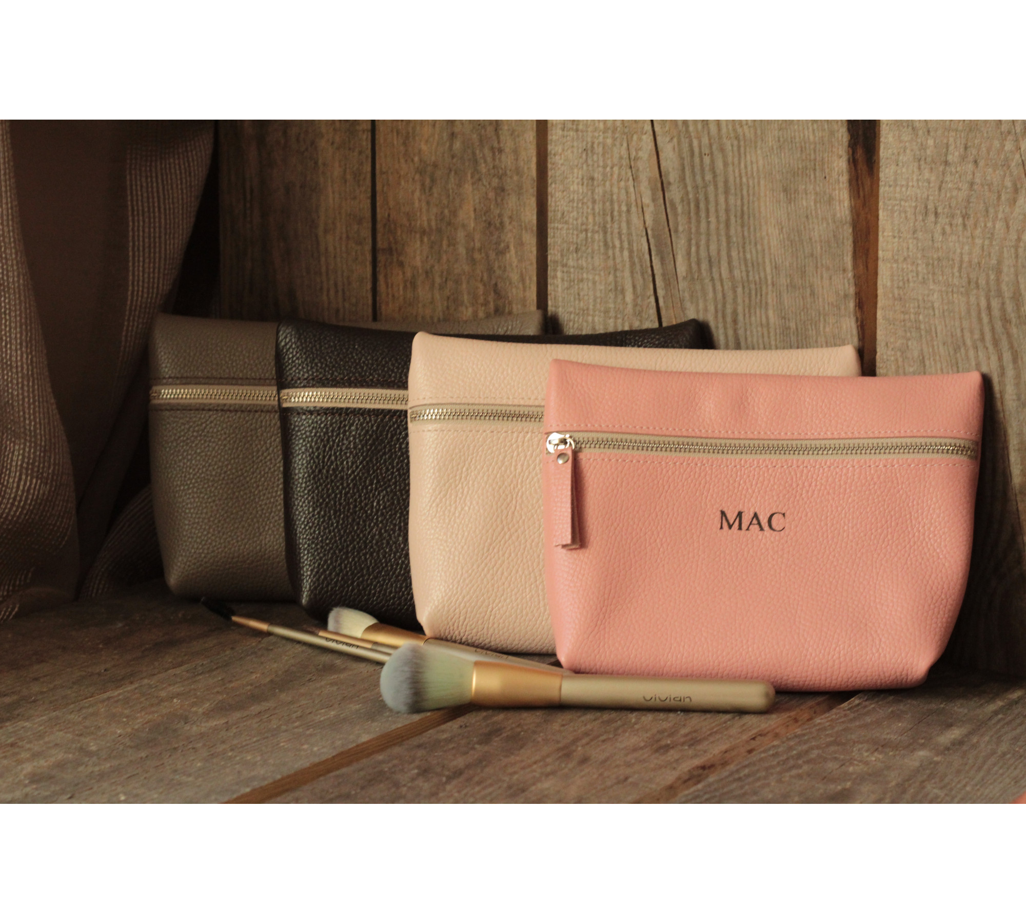 Personalized Leather Makeup Bags for Women
