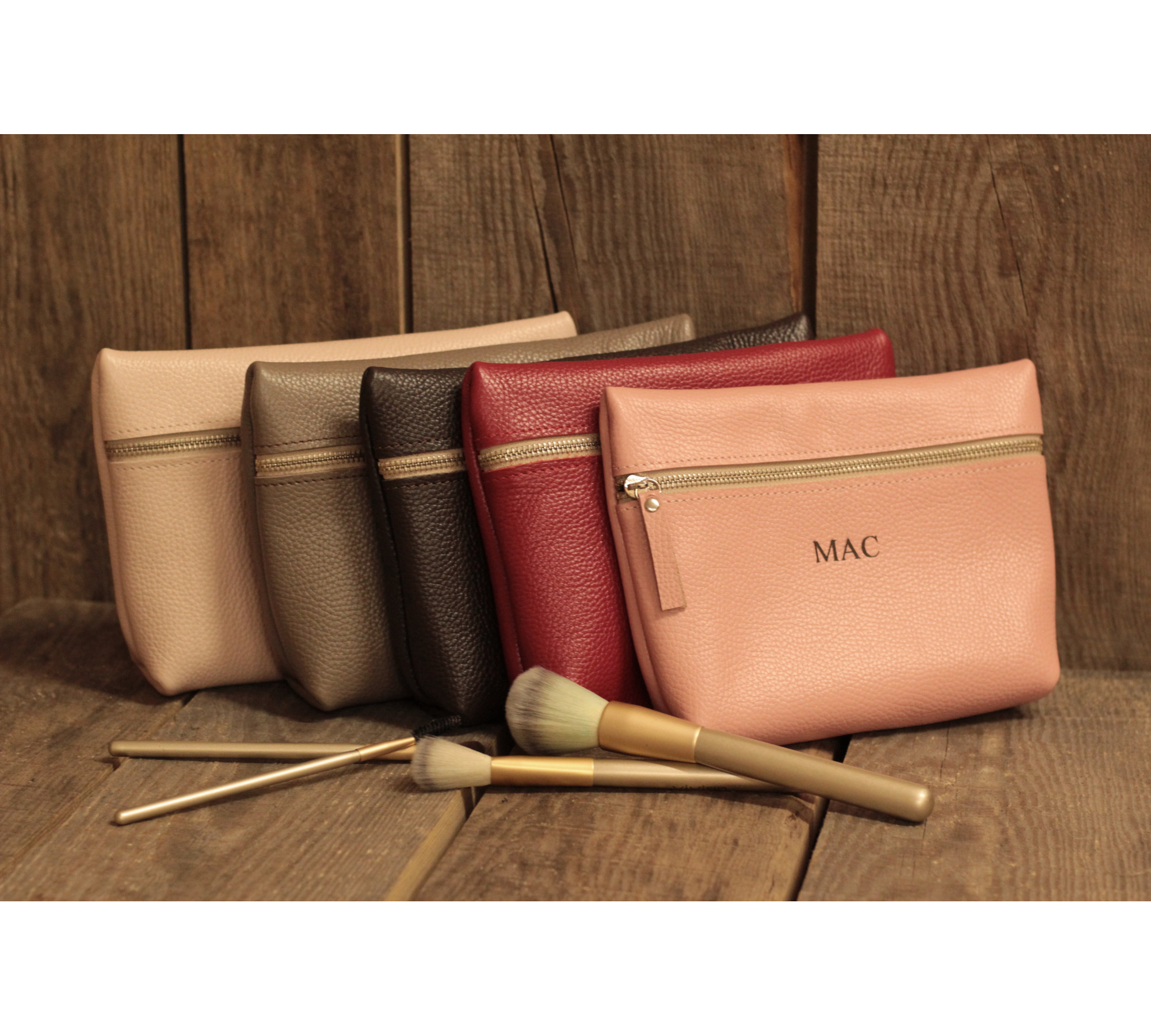 Personalized Leather Makeup Bags for Women
