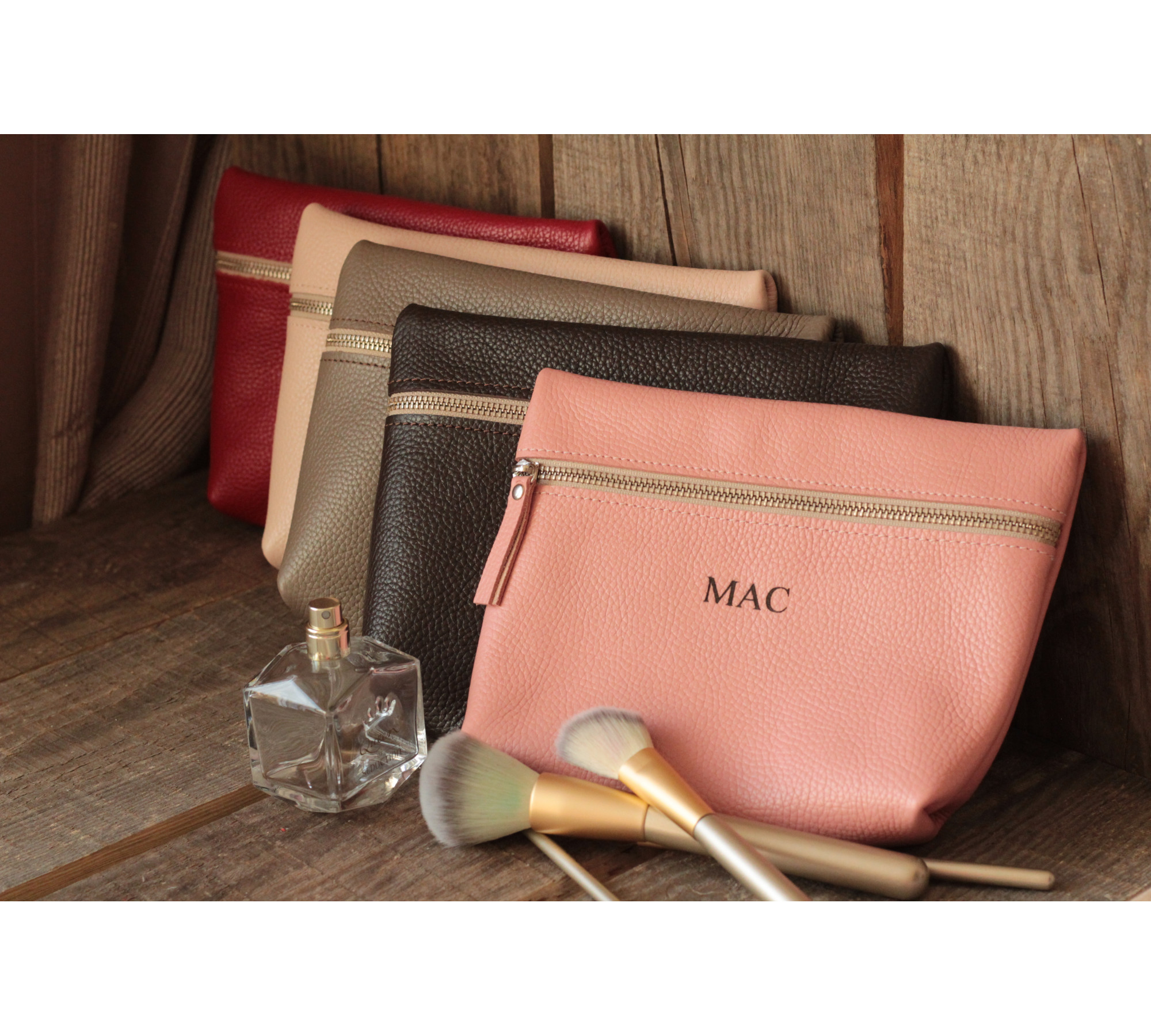 Personalized Leather Makeup Bags for Women
