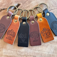 Zodiac Sign Keychain with Custom Quote – Elegant & Personalized Leather Accessory
