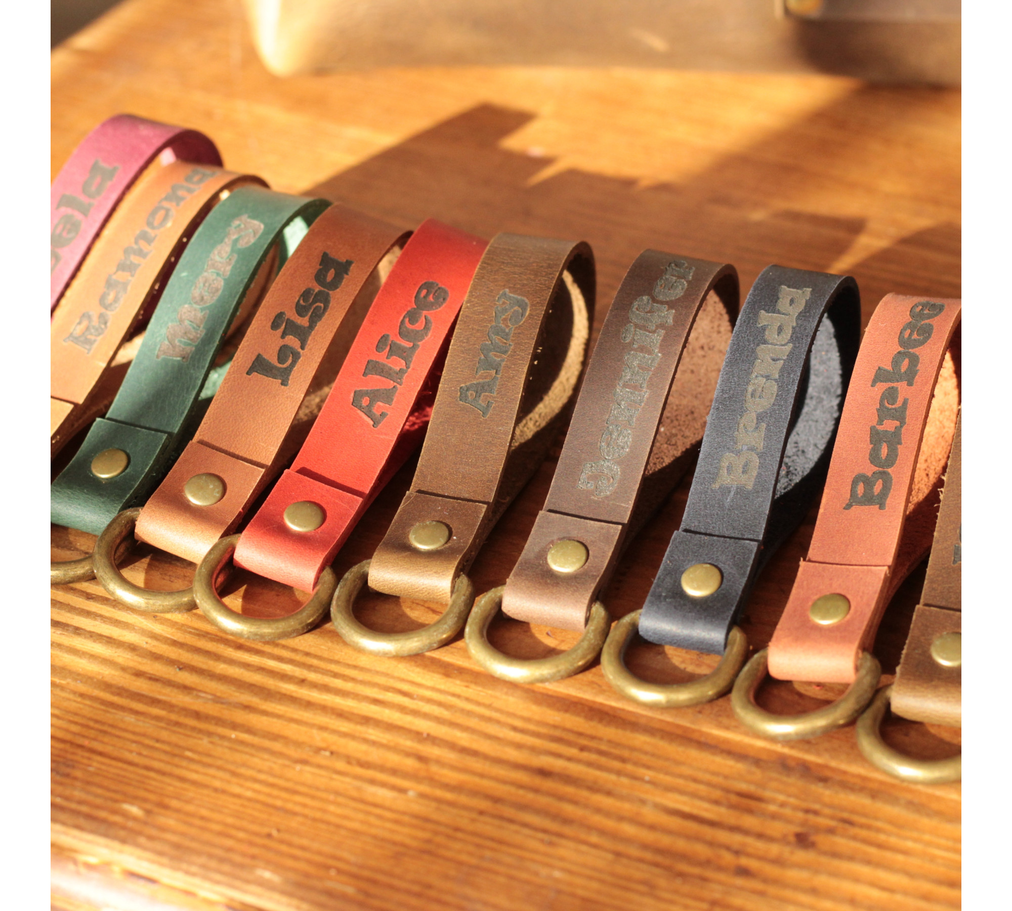 A personalized leather keychain is a great Christmas gift idea 