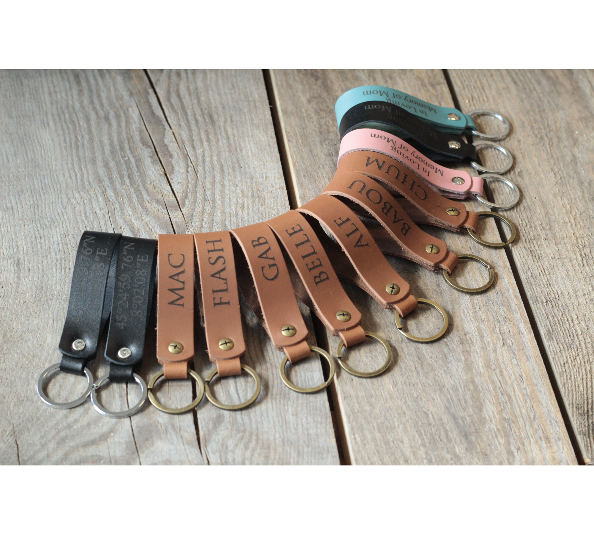 Personalized Leather Keychain - Custom Engraved Gift