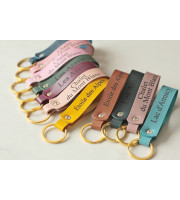 Personalized Leather Keychain - Custom Engraved Gift with GPS Coordinates
