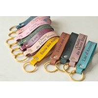 Personalized Leather Keychain - Custom Engraved Gift with GPS Coordinates