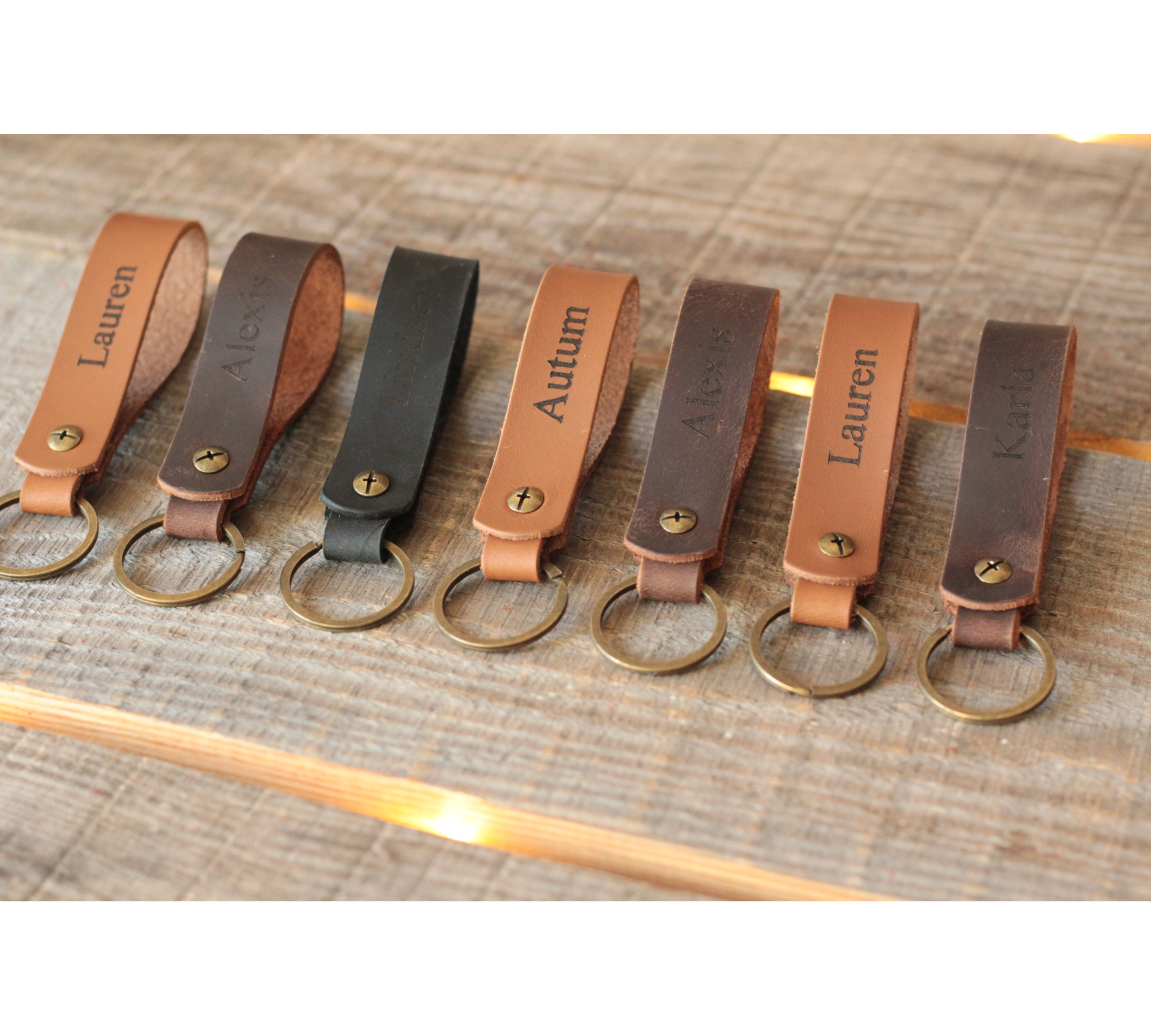 Personalized Leather Keychain - Custom Engraved Gift