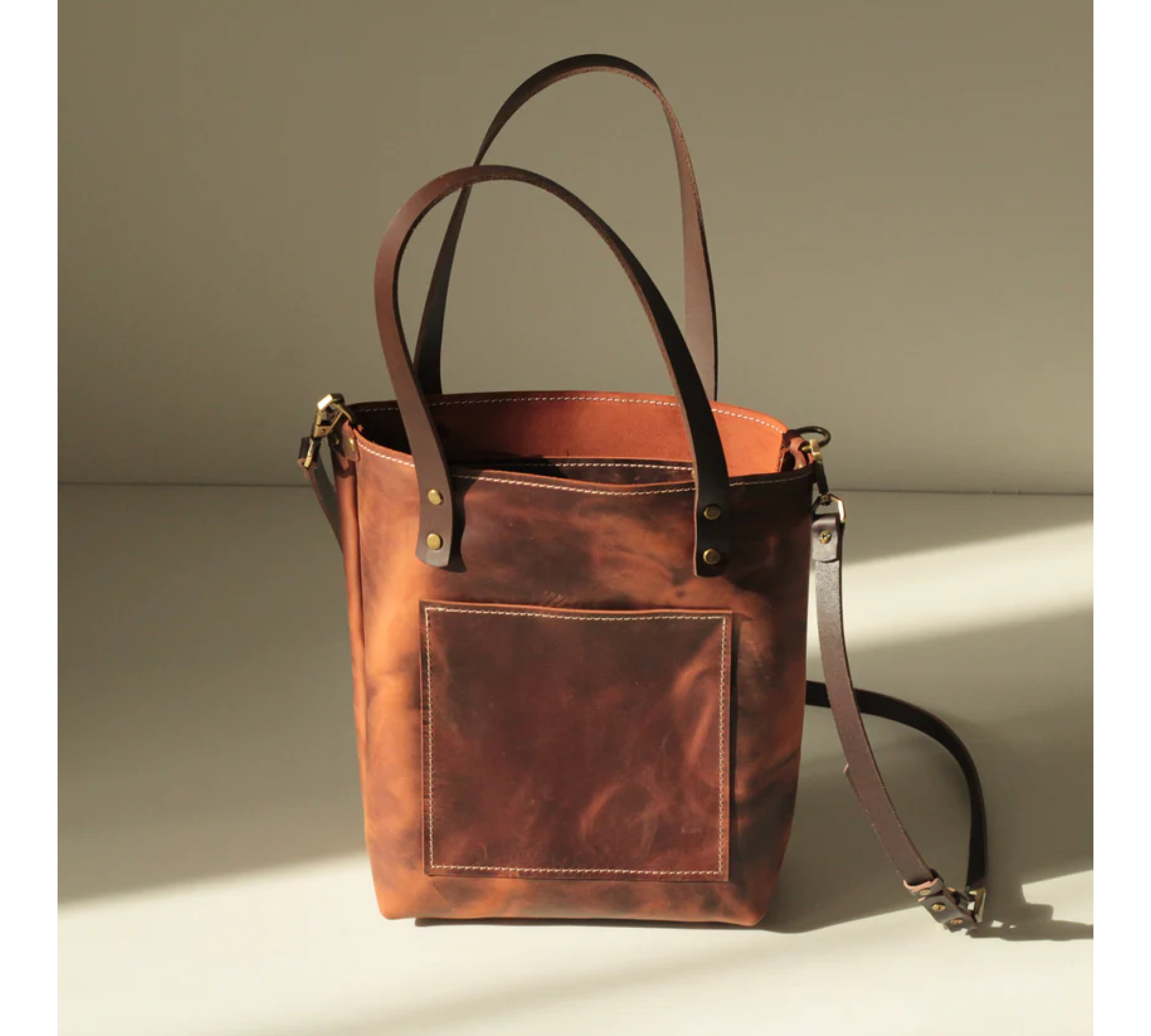 Handmade Small Leather Tote Bag