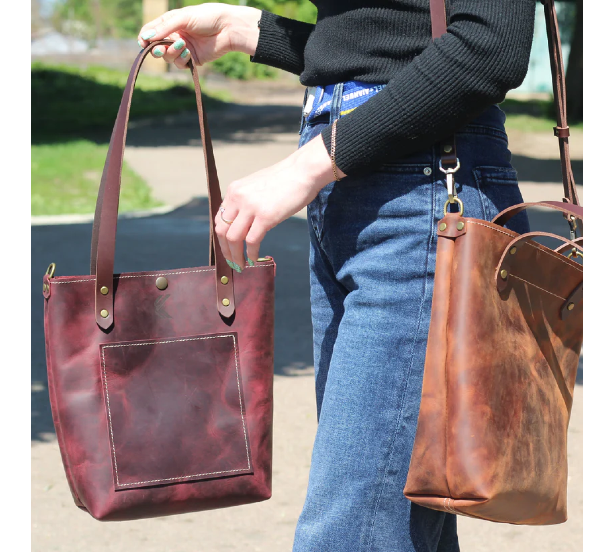 Handmade Small Leather Tote Bag