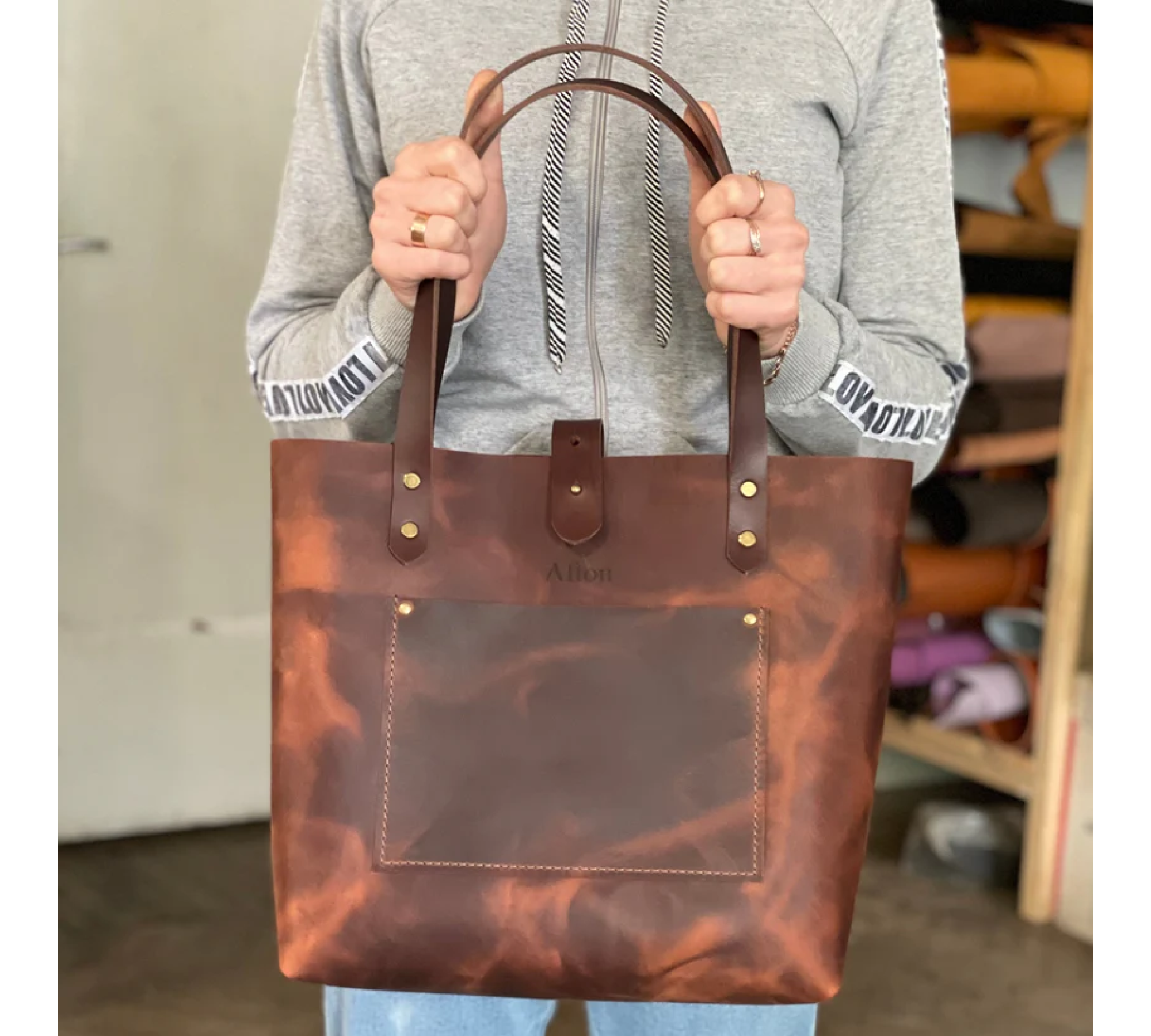 Handmade Medium Leather Tote Bag 