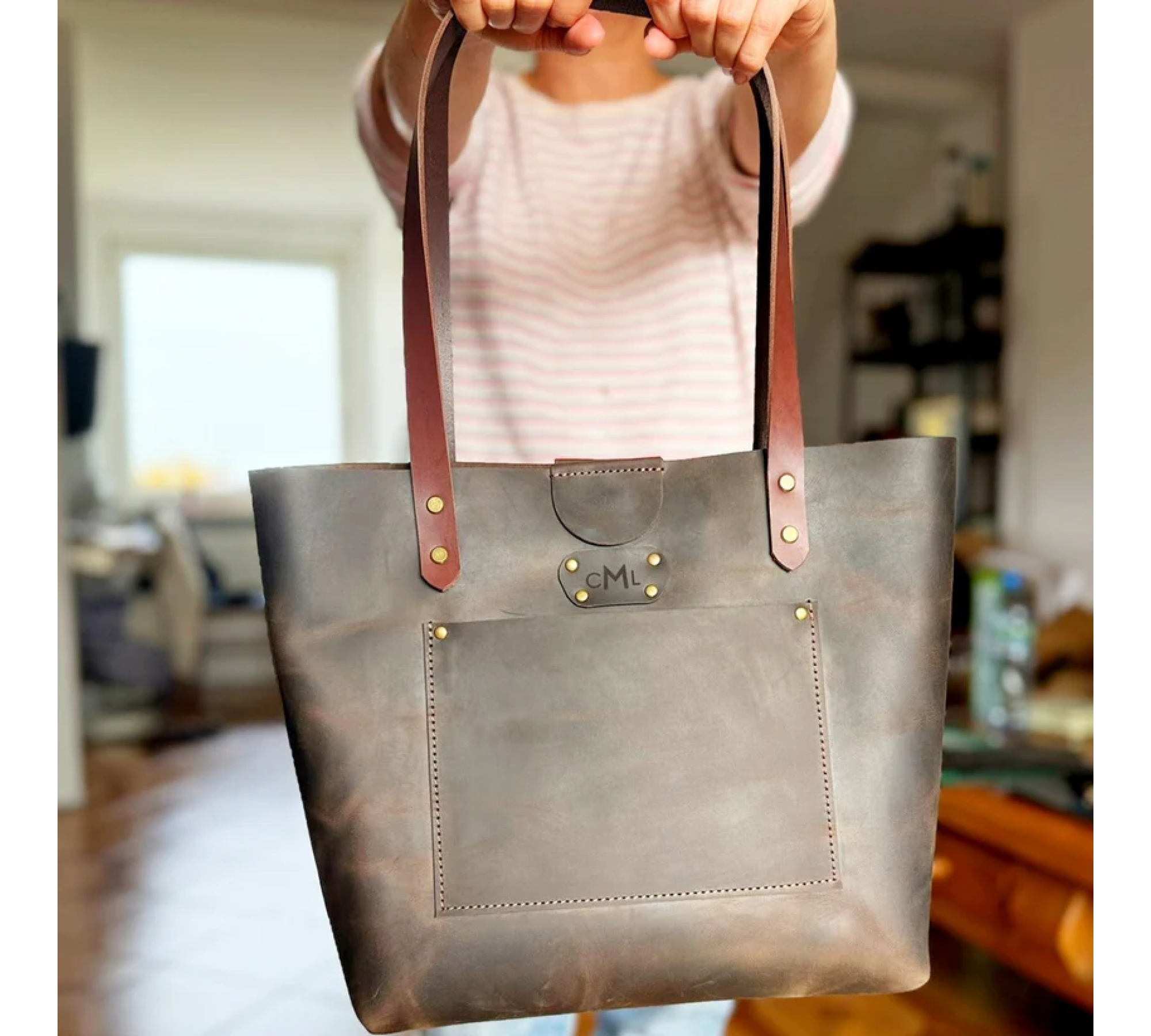 Handmade Medium Leather Tote Bag 